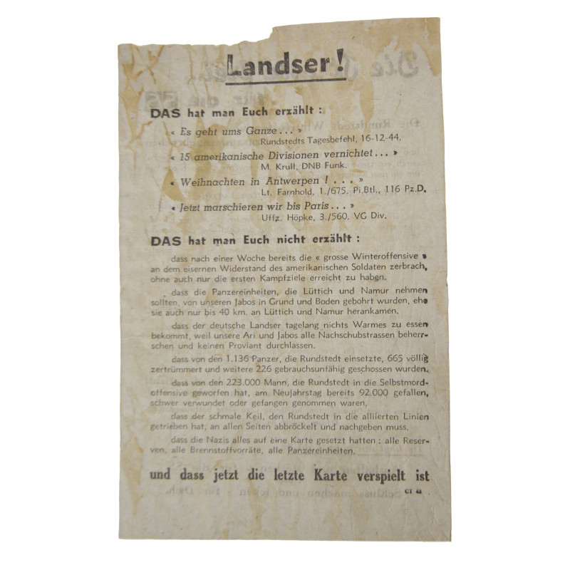 Leaflet, Propaganda, Landser!, First Army