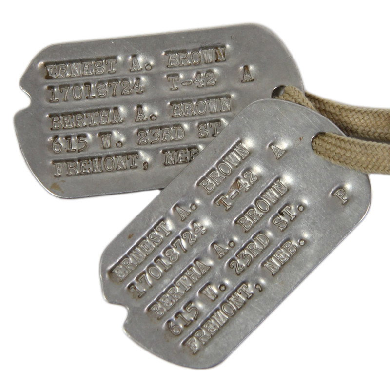 Dog Tags, M/Sgt. Ernest Brown, 27th Fighter Group, 12th Air Force, USAAF, MTO & ETO