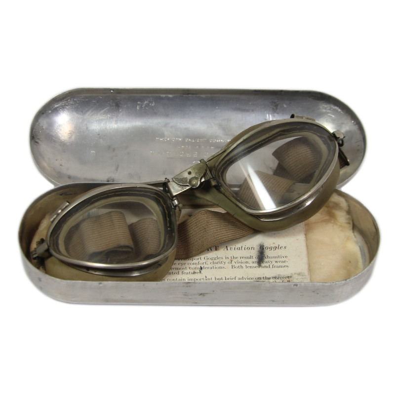 Goggles, Flying, Type B-6, USAAF, AMERICAN OPTICAL CO., in Case