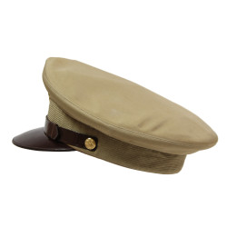 Cap, Service, Tropical Worsted, Khaki, Officer's, US Army, Size 7 ⅛