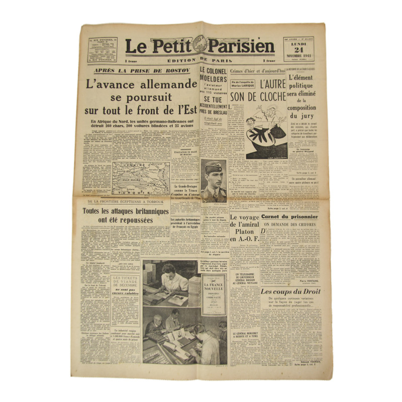 Journal, Le Petit Parisien, édition de Paris, 24 novembre 1941