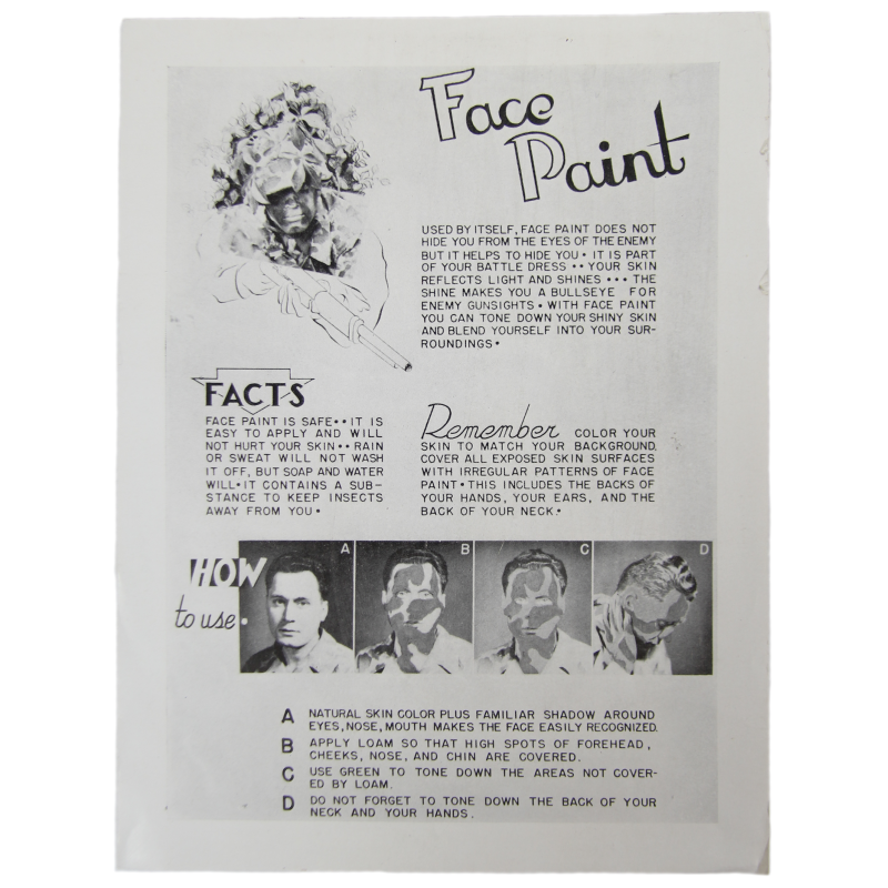 Instruction sheet, Paint, Face, Camouflage