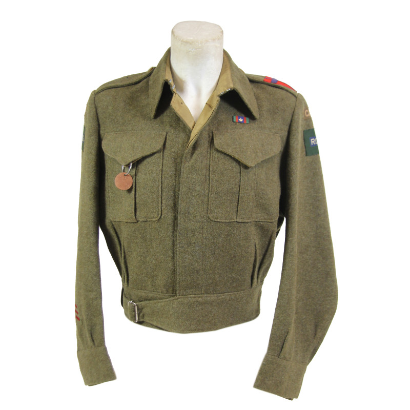 Battledress canadien, Pattern 1939, RCCS, taille 10, 1943, Signalman Rufus Chudleigh, ETO