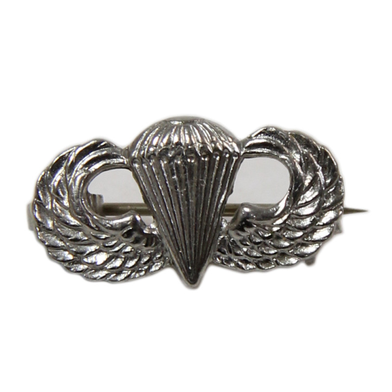 Badge, Parachutist's, 'Jump Wings', Silver, US Army, Miniature, Pin Back, Mint