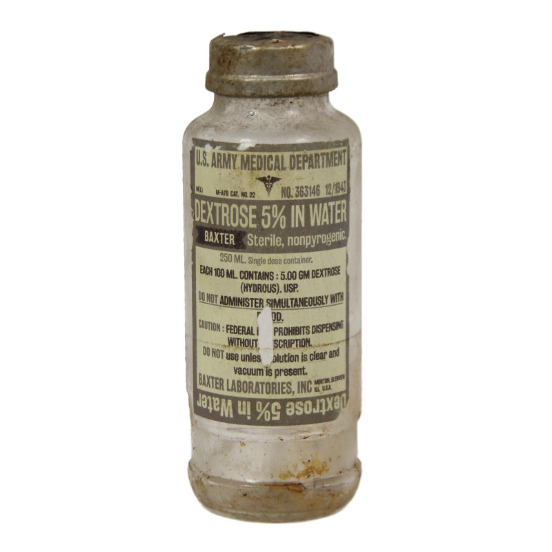 Bottle, Dextrose, Perfusion, US Army Medical Department, BAXTER LABORATORIES, Inc., 1943, 250ml