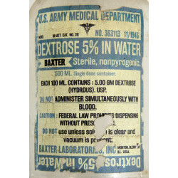 Bottle, Dextrose, Perfusion, US Army Medical Department, BAXTER LABORATORIES, Inc., 1943, 500ml