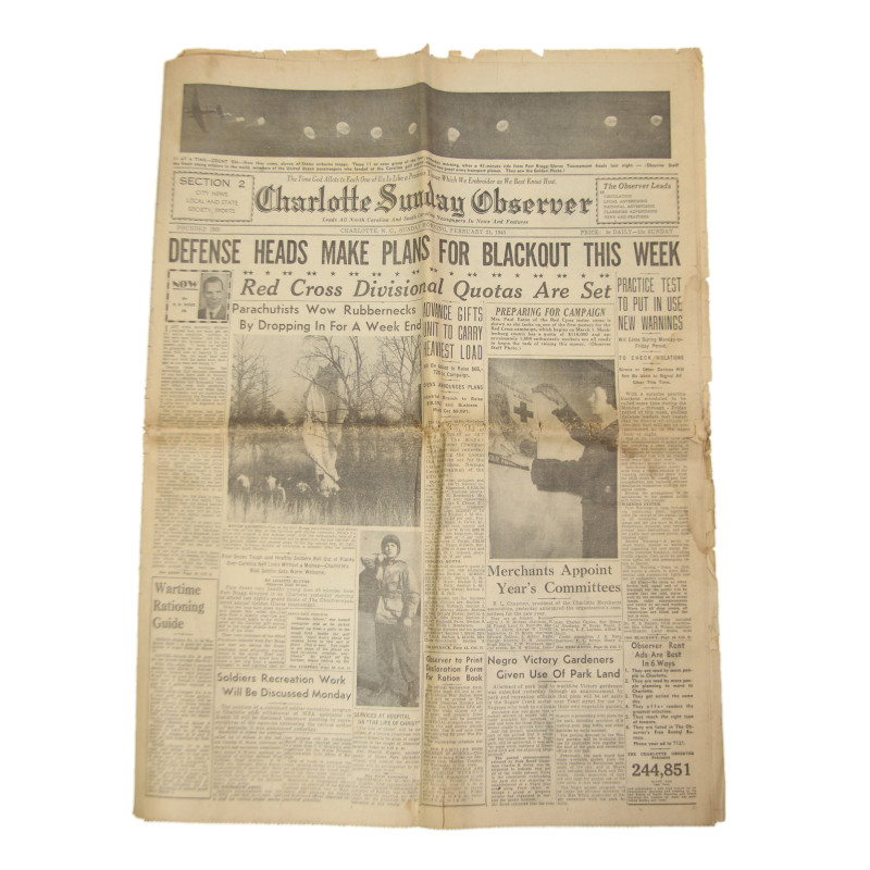 Journal, Charlotte Sunday Observer, 21 février 1943, section 2