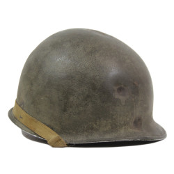 Casque M1, pattes fixes, impacté, Houesville, Normandie