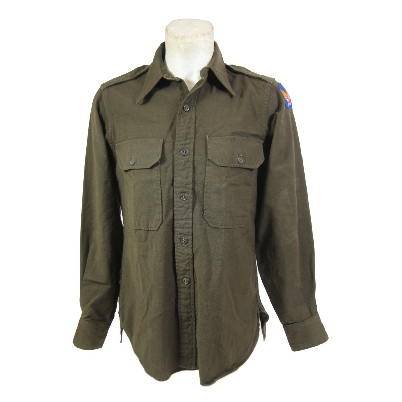 Shirt, Wool, Elastique, Officer's, Chocolate, REGULATION MILITARY SHIRT