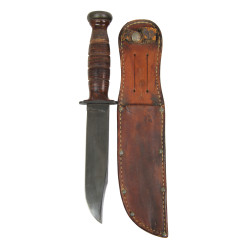 Couteau de combat, KA-BAR, OLEAN, N.Y., avec fourreau en cuir