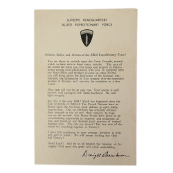 Message, General Dwight Eisenhower, 5 juin 1944