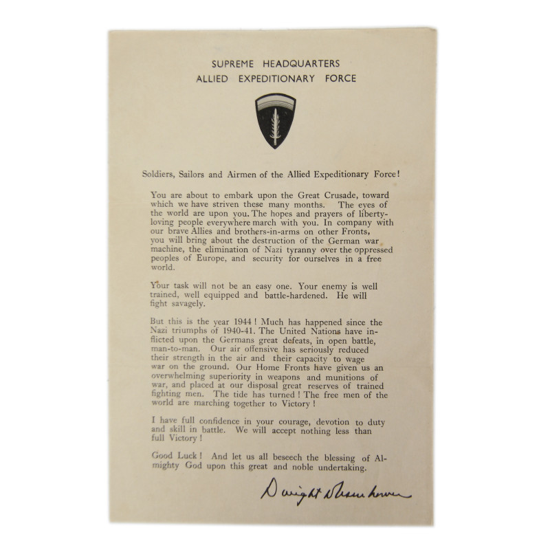 Statement, D-Day, General Dwight Eisenhower, June 5, 1944