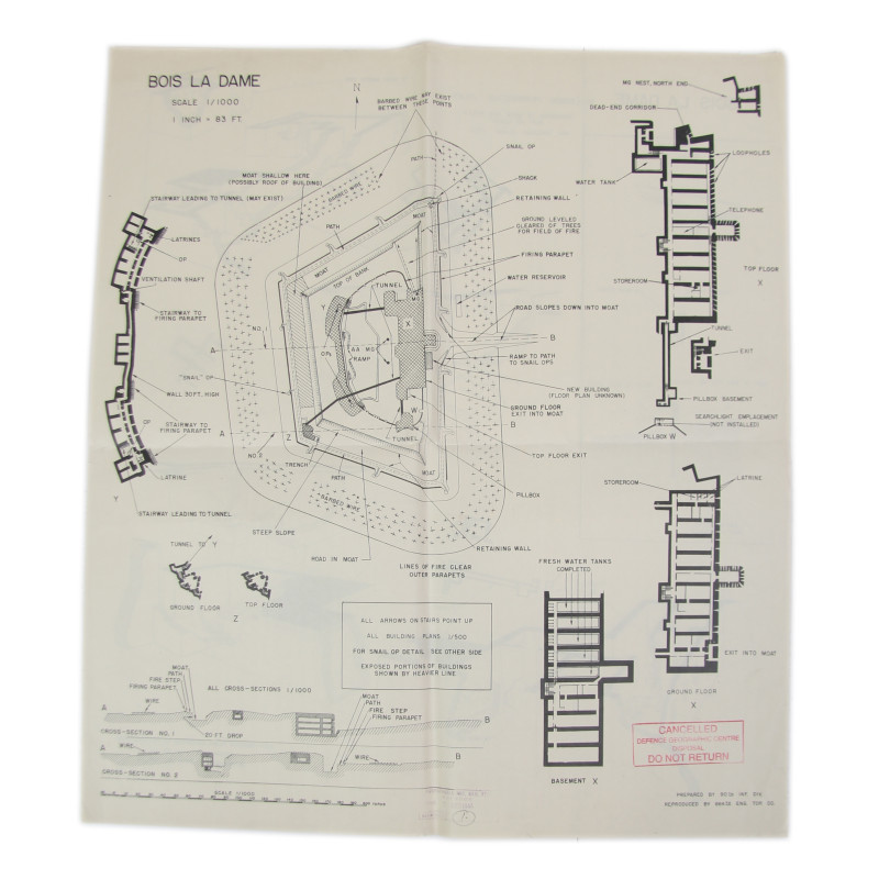 Map, Fort Bois La Dame, US Army, Metz, 90th Inf. Div.