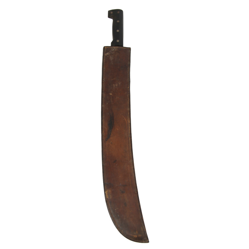 Machete, COLLINS & CO., Legitimus, 1942, with Leather Scabbard, MILWAUKEE SADDLERY CO. 1942