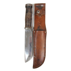 Knife, Cattaraugus 225Q, with Leather Scabbard