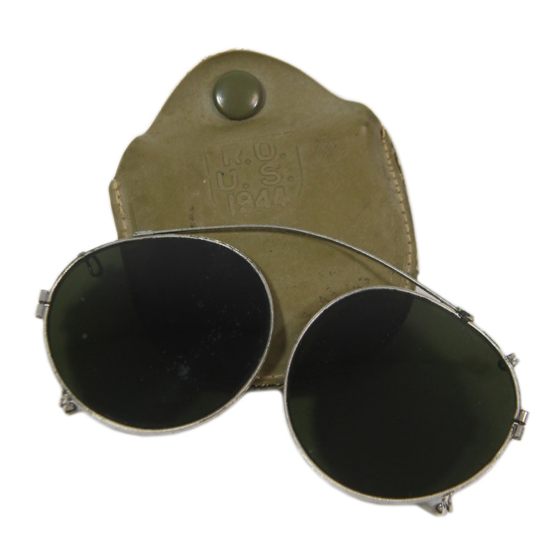 Lenses, Solar, for Eyeglasses, with Pouch, US Army, R.O. 1944