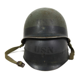 Casque M1, pattes fixes, Naval Amphibious Forces, bande bleue, D-Day