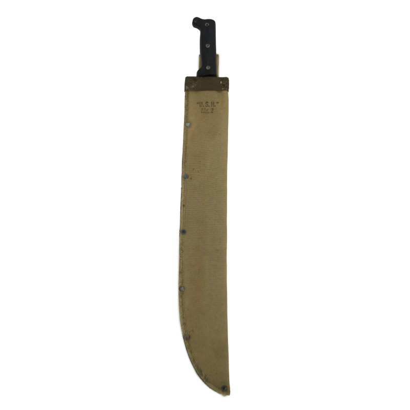 Machette à dents de scie, COLLINS & CO., Legitimus, avec fourreau en toile Mk 2, US Navy