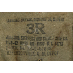 Leggings, Canvas, US Army, 3R, JOHNSON, STEPHENS AND SHINKLE SHOE CO. 1942