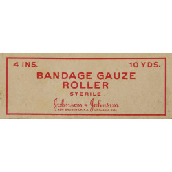 Bande de gaze stérile, Bandage Gauze Roller, Johnson & Johnson, dans sa boîte, 1942