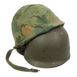 Casque M1, complet, avec couvre-casque USMC, Viêt-Nam