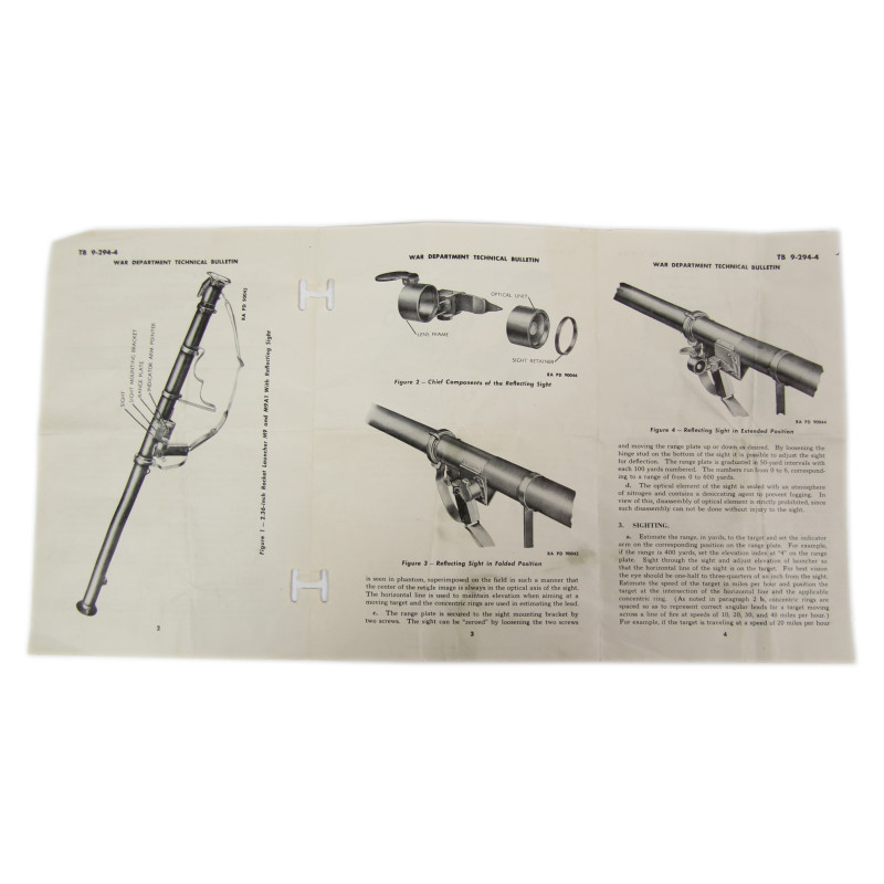 Bulletin technique TB 9-294-4, Reflecting Sight Assembly D7161556 For 2.36-Inch Rocket Launchers M9 and M9A1