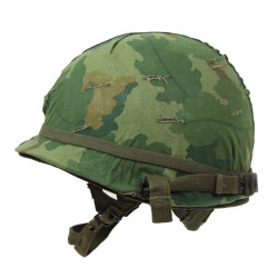 Helmet, M1, Parachutist's, Complete, with Camouflage Cover, 1970-1973, Vietnam