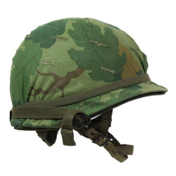 Helmet, M1, Parachutist's, Complete, with Camouflage Cover, 1970-1973, Vietnam