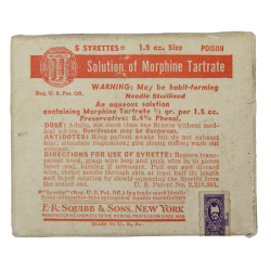 Boîte de 5 syrettes de morphine, USAMD, Item No. 9115500, 1942