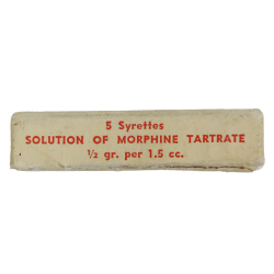 Boîte de 5 syrettes de morphine, USAMD, Item No. 9115500, 1942