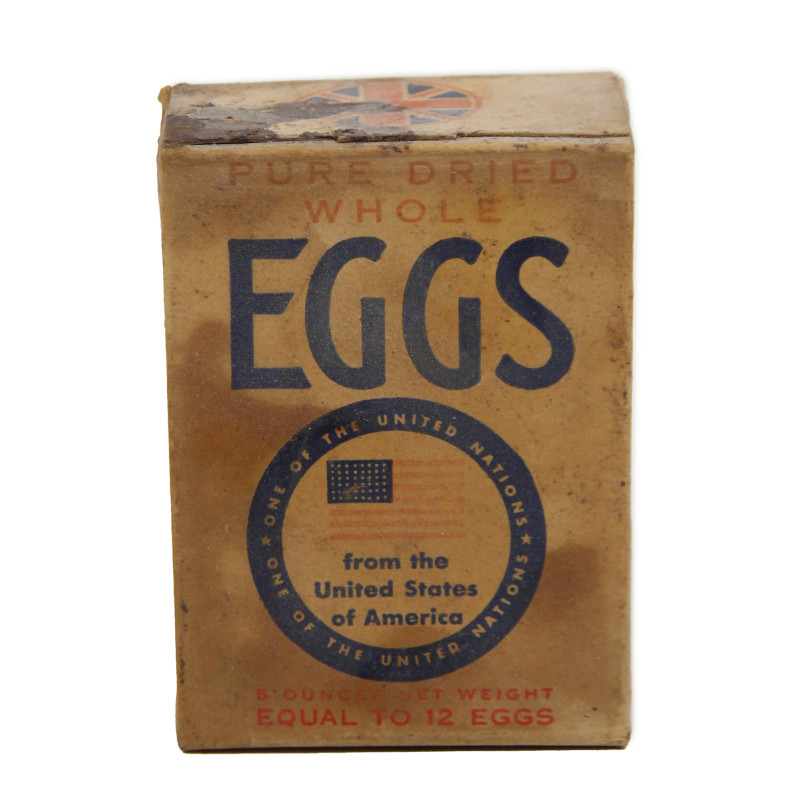 Boîte d'œufs déshydratés, U.S.A. Product, British Ministry of Food