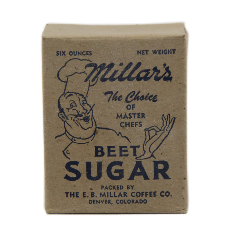 Boîte de sucre en poudre, THE E.B. MILLAR COFFEE CO., ration, pleine