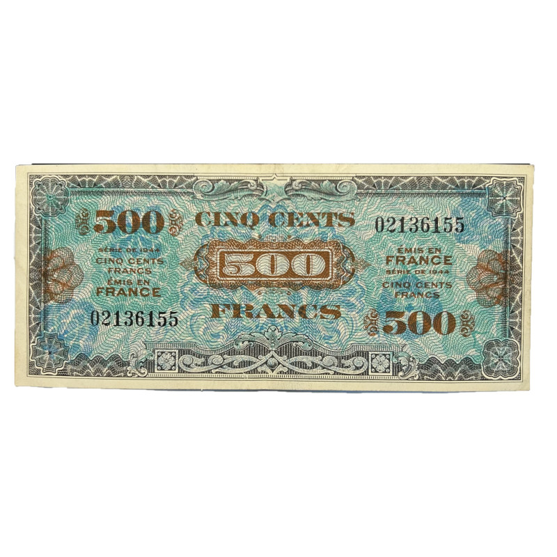 Banknote, Flag, (Invasion Money), 500 Francs, 1944