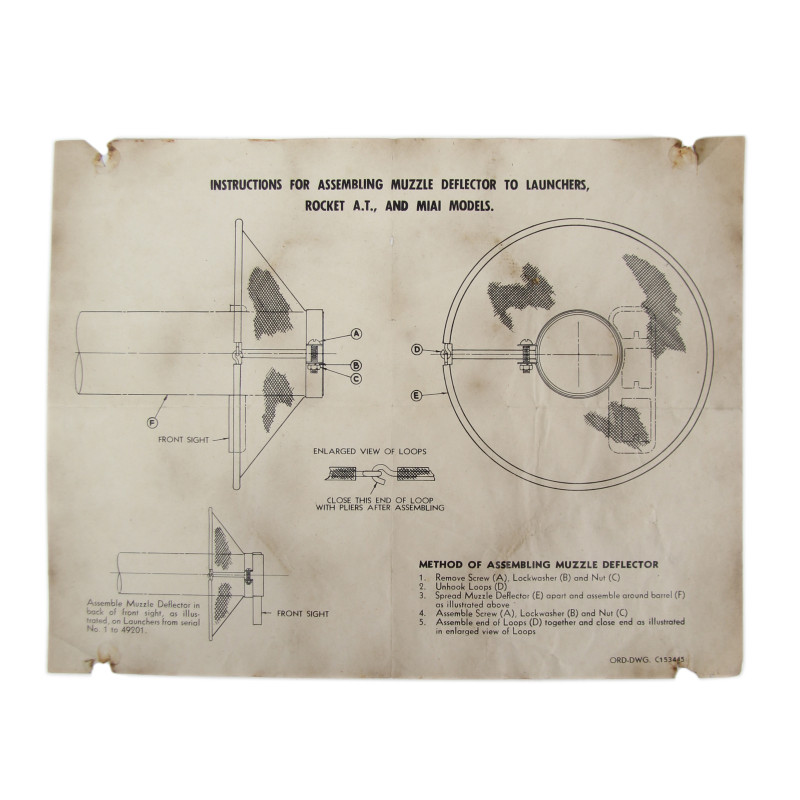 Notice, grille de protection pour lance-roquette M1A1, bazooka