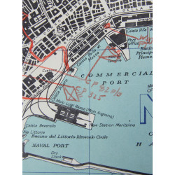 Carte, TOWN PLAN OF NAPLES, Italie, 1943, annotée, 82nd Airborne Division