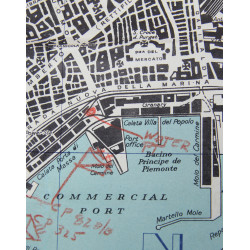 Carte, TOWN PLAN OF NAPLES, Italie, 1943, annotée, 82nd Airborne Division