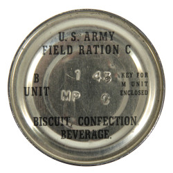 Boîte de ration, B Unit, US Army, Field Ration C, 1943, pleine