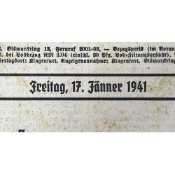 Newspaper, German, Kärntner Grenzruf, January 17, 1941