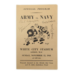 Programme, rencontre sportive, football américain, US Army vs US Navy, Londres, 1944, annoté