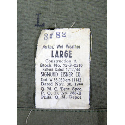 Parka, Wet Weather, US Army, Hook Type, Large, 1944