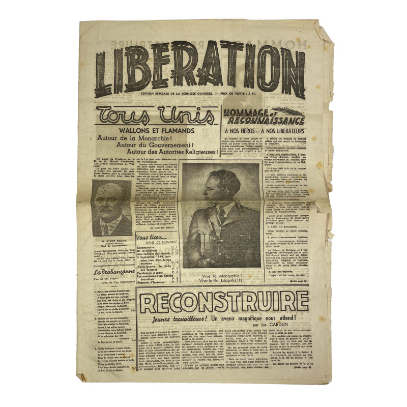 Newspaper, Belgian, Libération, 1944