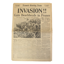 Newspaper, Newark Evening News, June 6, 1944, 'Invasion!!'