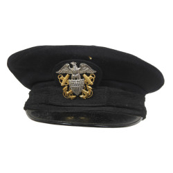 Cap, Officer, US Navy, Blue, Art Caps, Size 7 ½, Lt. William Folck, Medical Corps