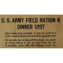 Ration K, Dinner Unit, complète, jamais ouverte