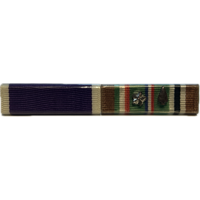 Mouting Pin, Ribbons, Purple Heart, European African Middle Eastern Campaign, 1 Arrow, 1 Star