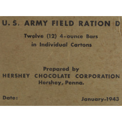 U.S. ARMY FIELD RATION D, HERSHEY, 1943