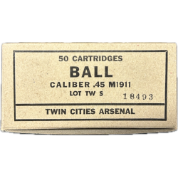 Boîte de cartouches, calibre .45, Colt M1911, Twin Cities Arsenal