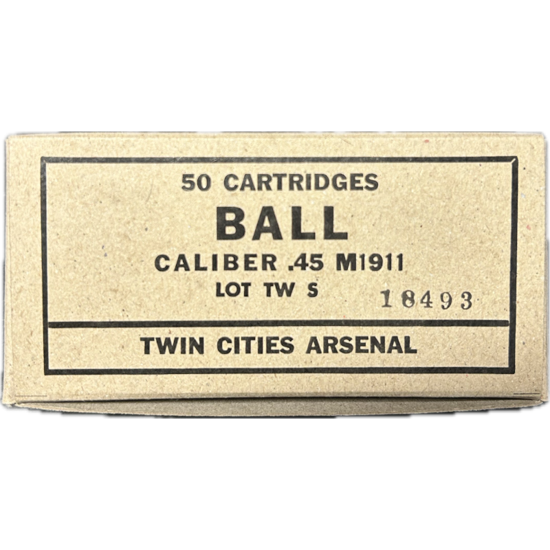 Boîte de cartouches, calibre .45, Colt M1911, Twin Cities Arsenal