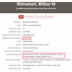 Carte alliée, CARENTAN, Pvt. Wilbur Rhinehart, Hq., 3rd Bn., 501st PIR, 101st Airborne Division, WIA, 12 juin 1944