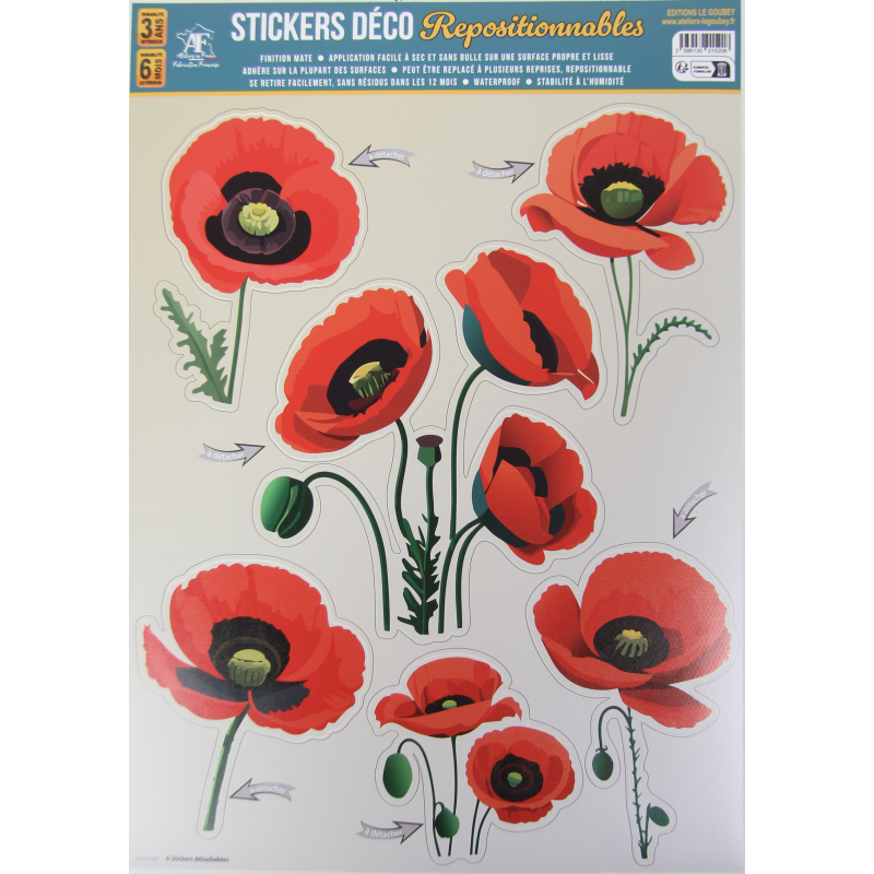 sticker sheet, Poppies